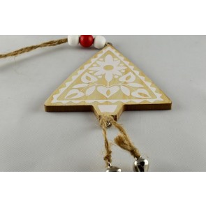 88025 - Wooden Multi Coloured Tree with Loop (1 Piece)-9cm x 7.5cm-54 Beige & White-1 Piece