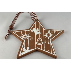 88030 - Wooden Christmas Star Decorations (1 Piece)-125mm x 125mm-57 Brown-1 Piece