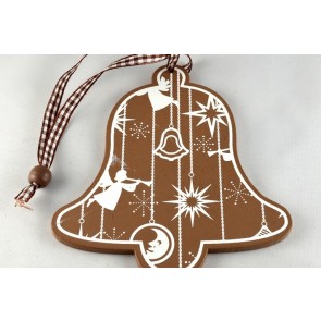 88031 - Wooden Christmas Bell Decoration (1 Piece)-120mm x 110mm-57 Brown-1 Piece