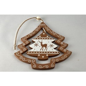 88033 - Wooden Christmas Tree With Rotating Central Decoration (1 Piece)-120mm x 110mm-57 Brown-1 Piece