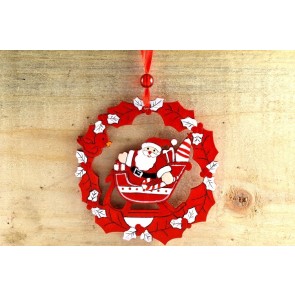 88050 - Santa & Sleigh Decorative Hanging Decoration (1 Piece)-8cm x 8.5cm-35 Red-1 Piece