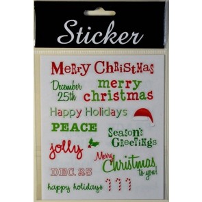 88089 - Green & Red Merry Christmas Stickers-28 Multi