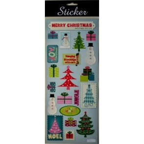 88090 - Merry Christmas Trees, Snowmen & Present Stickers-28 Multi