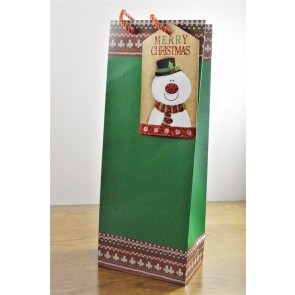 88121 - Green Merry Christmas Bottle Bag with Santa Tag!!-Green
