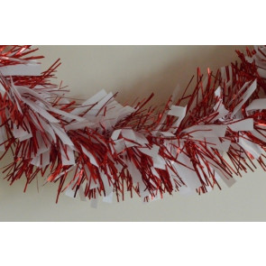 88134 - Red Coloured Tinsel with Hanging White Deco x 2 Metre Lengths!