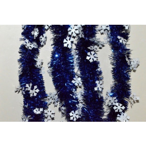 88139 - Blue Coloured Tinsel with Hanging White Snowflakes x 2 Metre Lengths!