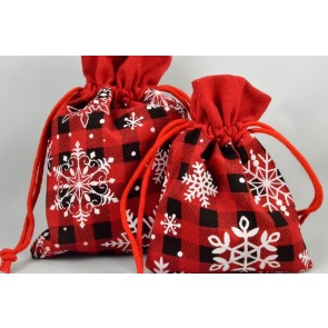 Set of 3 Merry Christmas Snowflake Bags & Draw Strings!-10cm x 13cm