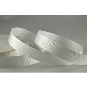 X278 - 16mm Bright White grosgrain ribbon x 25mts