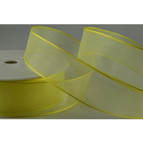 Y622 - 40mm Wired Sheer with Strong Coloured Edge (25 Metres)-Light Yellow