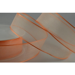 Y625 - 40mm Wired Sheer with Strong Coloured Edge (25 Metres)-40mm - Pale Orange
