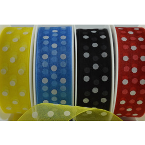 55001 - 10mm & 25mm Organza Spotted Dot Ribbon (20 Metres)