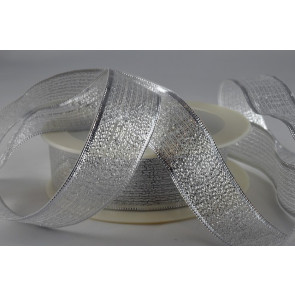 50019 - 40mm Silver Lurex Ribbon (25 Metres)