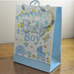 88118 - Small 3D Baby Boy Gift Bags & Tag!!-Blue 