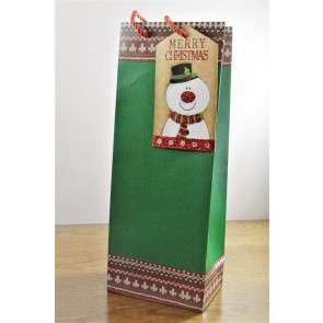 88121 - Green Merry Christmas Bottle Bag with Snowman Tag!!