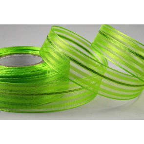 X275 - 25mm Lime Satin stripe sheer fancy ribbon x 25 Metre Rolls!