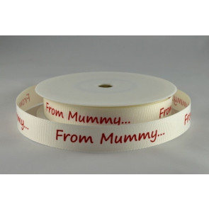X302 - 54555 - 16mm From Mummy Printed Ribbon (20 Metres)-50 Red