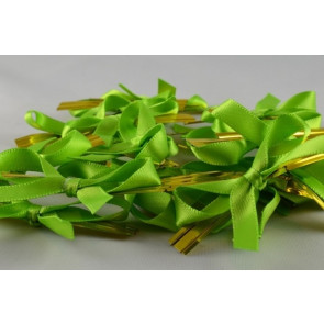 Y445 - 6mm Coloured Satin Bows (10 Pieces)-65 Green