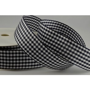 Y595 - 5mm Gingham Ribbon (25 Metres) - 5mm Col 760 Dark Navy