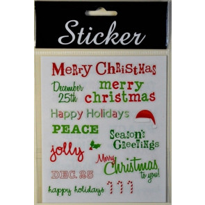 Y646 - Green & Red Merry Christmas Stickers-28 Multi