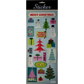 Y647 - Merry Christmas Trees, Snowmen & Present Stickers-28 Multi