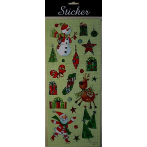 Y648 - Red & Green Reindeer, Snowmen & Santa Christmas Stickers-28 Multi