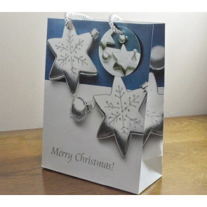 Y651 - Sparkling Merry Christmas Glitter Baubles Gift Bags & Tag!!-White - Large