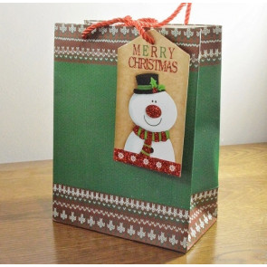Y654 - Medium Green Merry Christmas Gift Bags & Santa Tag!!-Green - Medium