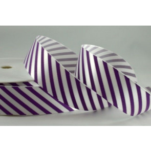 Y782 - 38mm Purple Candy Stripe Ribbon (10 Metres) - Purple 48