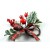 22061 - Christmas candle decoration with frosted pine needles, bright red berries and a lovely tartan bow. Measures  apx 110mm x 100mm