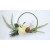 22081 -  Beautiful Cream flower in a wintery wreath with a display of snowy pine needles, cones, berries and green leaves. Floral decoration.  Size   Approx 24cm dia
