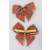 31176 - 40mm Hand tied Red and Green check Gold wired edge ribbon bow with a gold twist tie  (2 pieces in a pack)