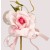33014 - Delicate Pink rose floral arrangement with satin and organza bow and other embellishments.  Height  18cms ,  Width 17cms  (approx) 
