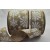 46071 - 63mm Natural Woven wired edge natural feel ribbon with a Chilly White printed Snowflake design x 10mts