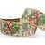 46082 - 63mm Wide woven gold wired edge Natural Holly , Pine cone and bow glittery Christmas ribbon x 10mts