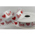 55128 - 15mm White satin with a Red printed LOVE and Heart design x 10mts.