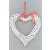 88193 -  Scandi style White willow hanging heart decoration with a red gingham ribbon bow