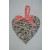 88194 -  Scandi style willow hanging heart decoration with a red gingham ribbon bow.  