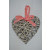 88194 -  Scandi style willow hanging heart decoration with a red gingham ribbon bow - Natural